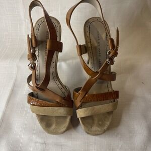 Marc By Marc Jacobs Platform Heels Stilettos Leather Brown Size 36 US 5.5-6 Wood